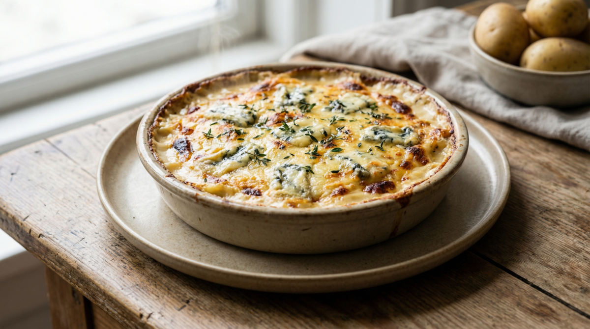 Découvrez le gratin crémeux au fromage bleu : une explosion de saveurs en Auvergne !