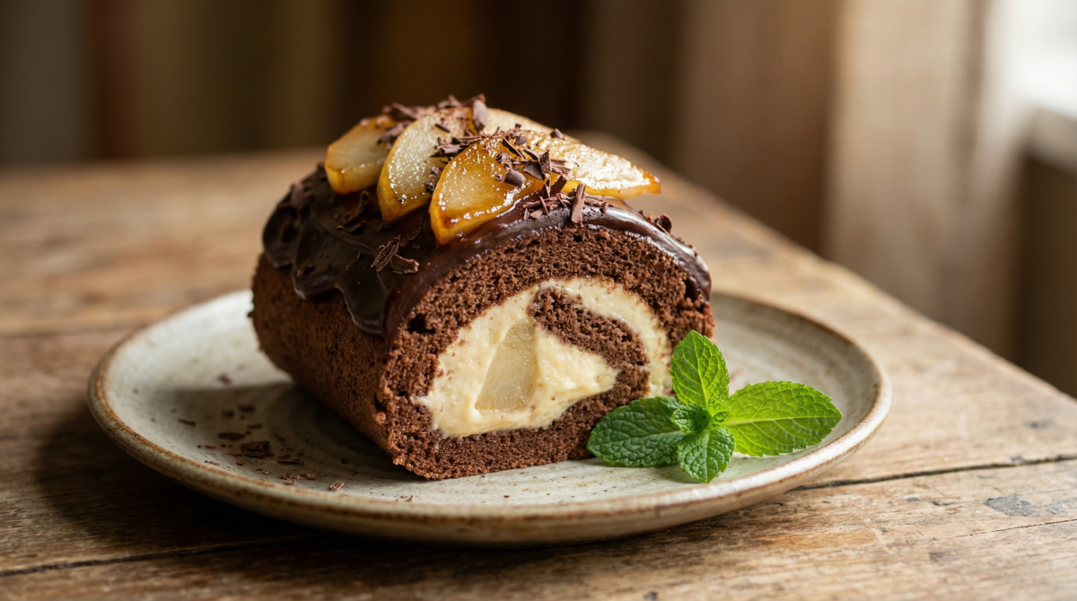 Scandale Gourmand : Découvrez la Bûche Poire-Chocolat qui Rendrait Votre Famille Accro! – bûche poire-chocolat